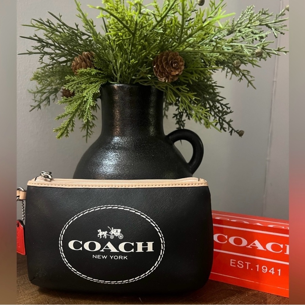 Coach Black and Brown Leather Pouch